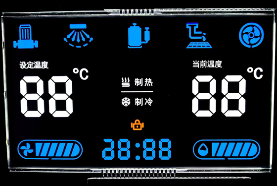 12 O Clock سلبي VA شاشة LCD شاشة أسود قطعة رقمية الرسومات شاشة LCD زجاجي VA لوحة لتحديد الحرارة